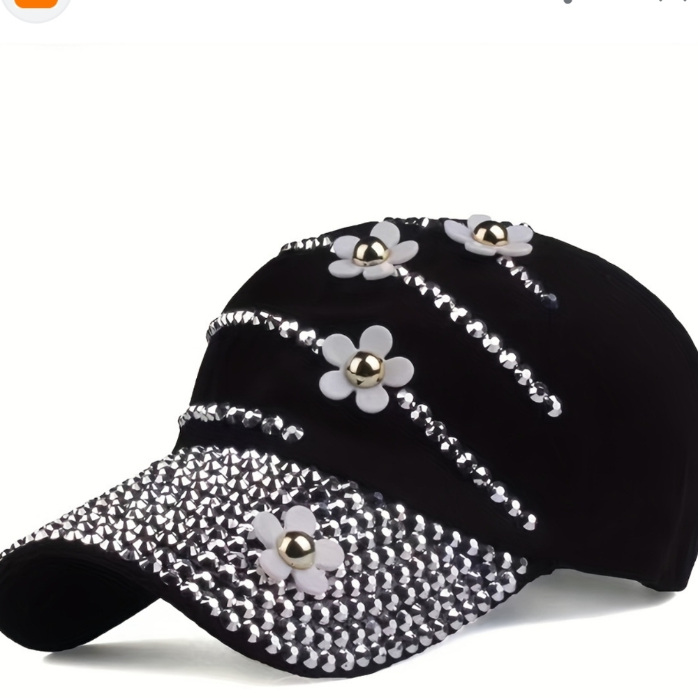 Black and Silver Embellished Cap - Picture 3 of 7